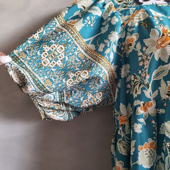 Band of the Free Floral Print Tiered Mini Dress Size L - Picture 3 of 10